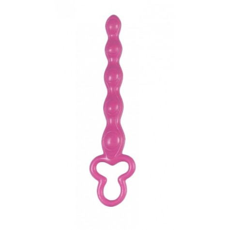 Розовая анальная цепочка Clover Anal Rod - 18 см.