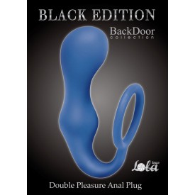 Синее эрекционное кольцо с анальной пробкой Double Pleasure Anal Plug