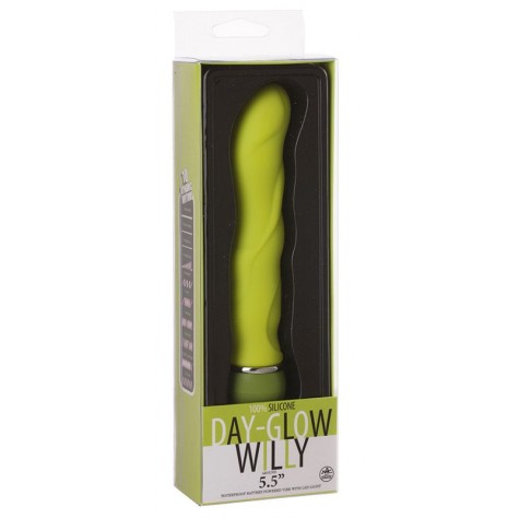 Лаймовый вибромассажер Day-Glow Willy - 13 см.