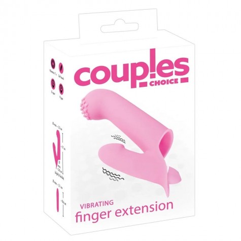 Нежно-розовая двойная вибронасадка на палец Vibrating Finger Extension - 17 см.